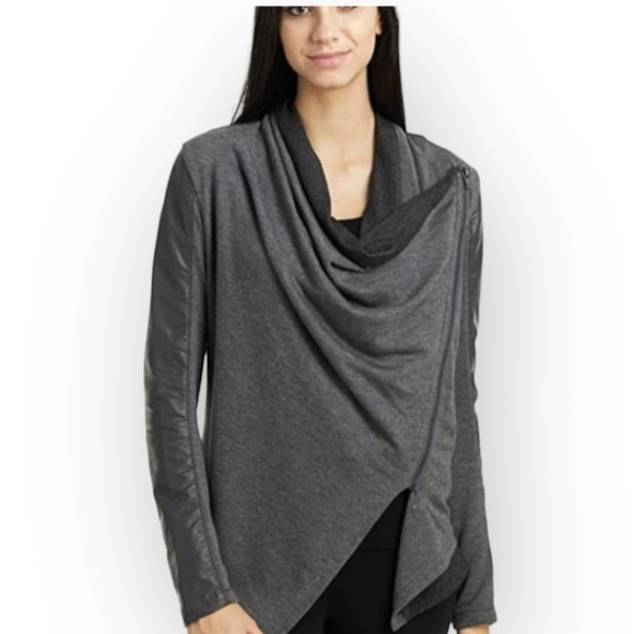 BLANK NYC Whatever It Takes Drape Front Jacket Long Sleeve Gray Size S - Picture 3 of 10